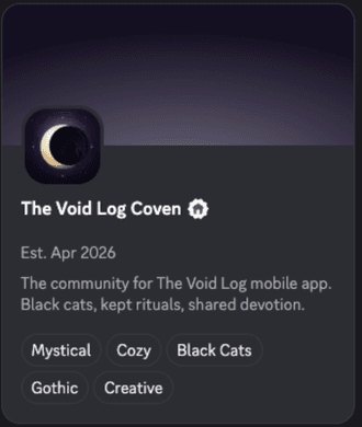 The Void Log coven channel preview in Discord